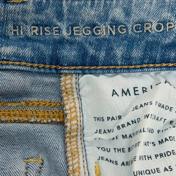 American Eagle Hi Rise Jegging Crop Destroyed Jeans Size 0 - Picture 10 of 12
